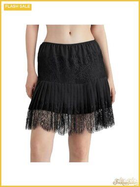 Lace Mini Skirt Ruffle Half Slip Layered Pleated Flowy